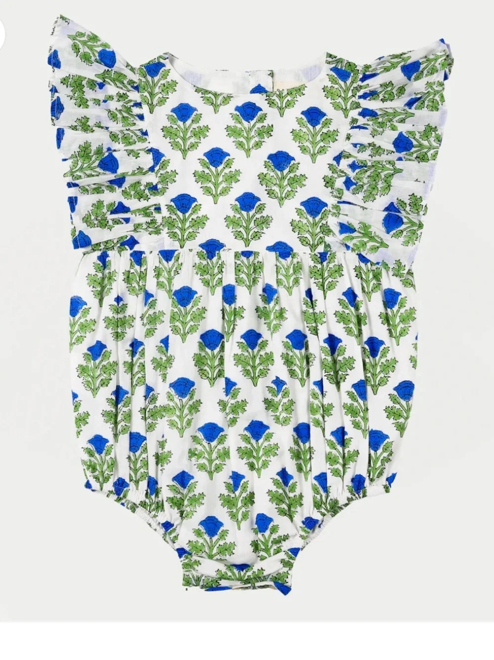 Paisley Magic Floral Baby Romper in Blue & Green